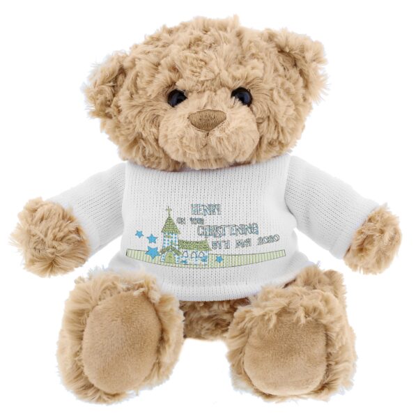 Personalised Blue Church Message Teddy Bear: 2 - Teddy Bears & Soft Toys By Gift Moments