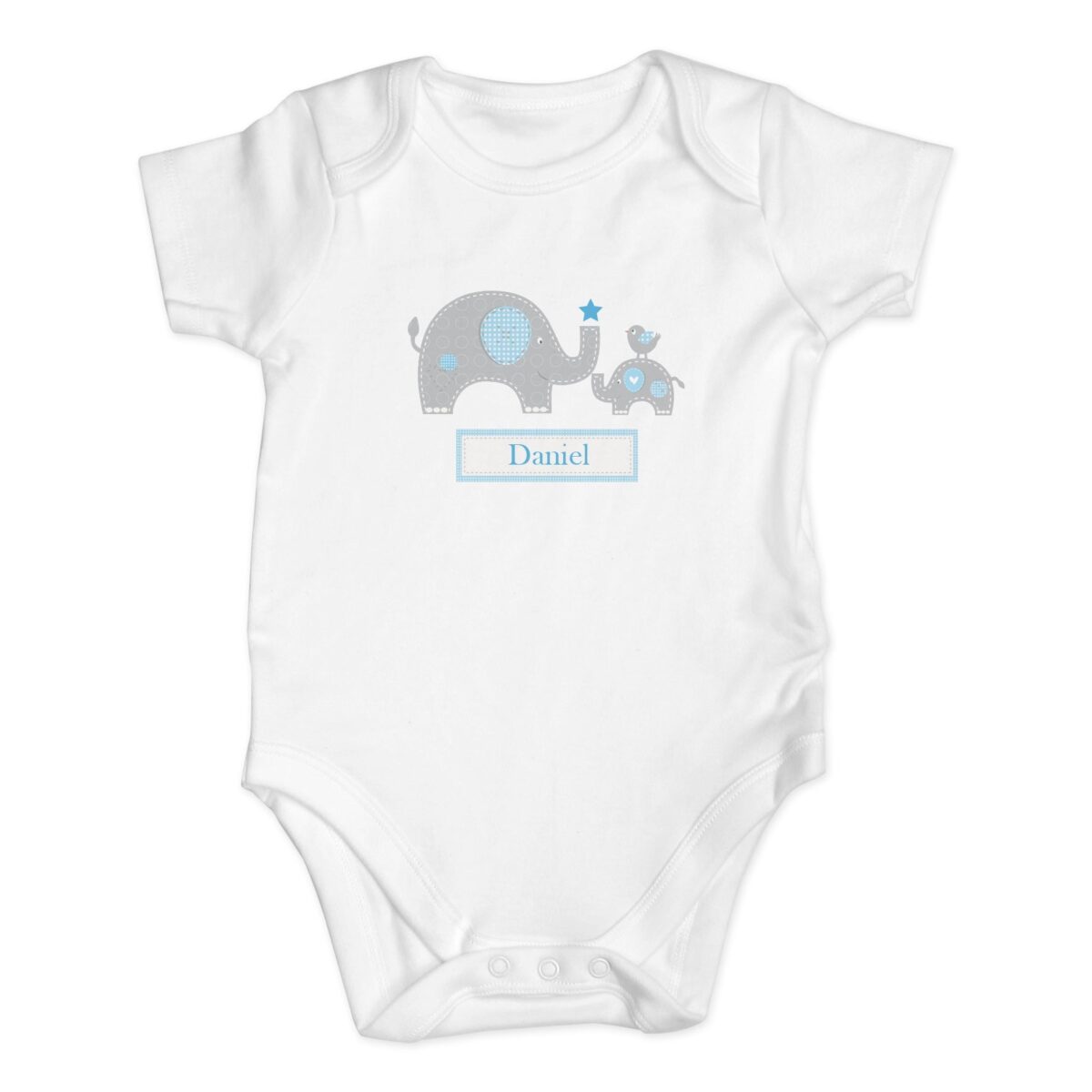 Personalised Blue Elephant 0-3 Months Baby Vest: 2 - Baby Clothing By Gift Moments