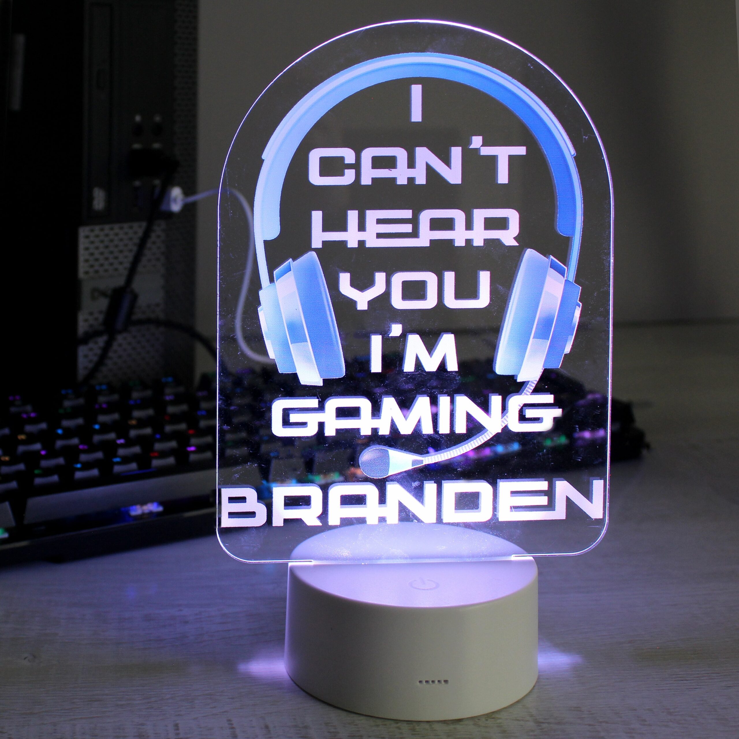 Personalised Blue Gaming LED Colour Changing Night Light: 1 - LED Lighting By Gift Moments
