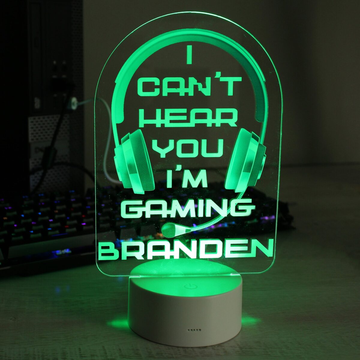 Personalised Blue Gaming LED Colour Changing Night Light: 2 - LED Lighting By Gift Moments