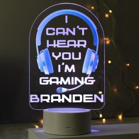 Personalised Blue Gaming LED Colour Changing Night Light: 4 - LED Lighting By Gift Moments