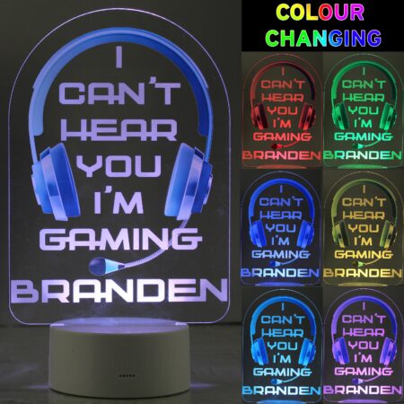 Personalised Blue Gaming LED Colour Changing Night Light: 3 - LED Lighting By Gift Moments