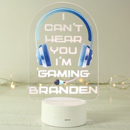 Personalised Blue Gaming LED Colour Changing Night Light: 5 - LED Lighting By Gift Moments
