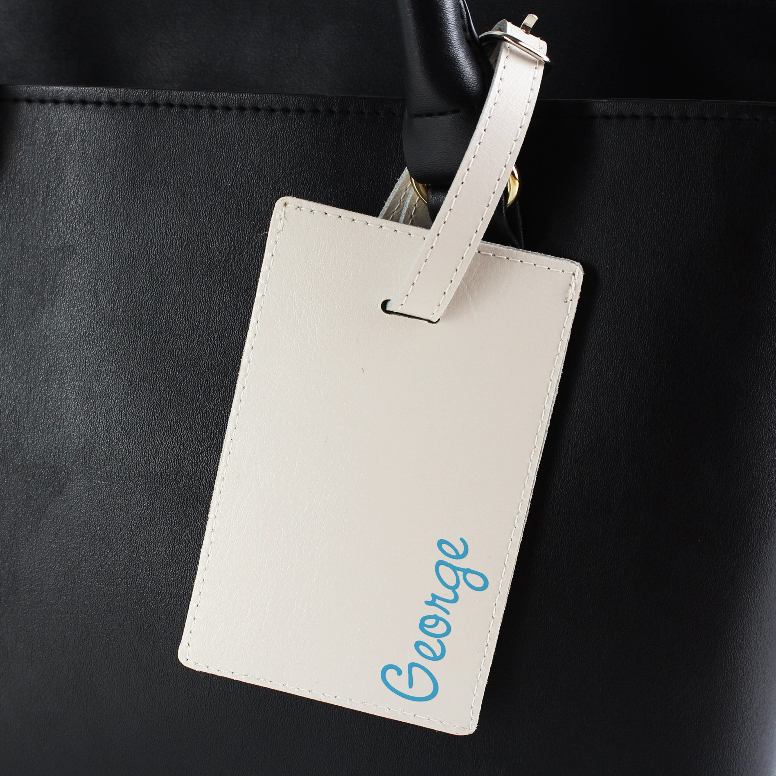 Personalised Blue Name Cream Luggage Tag: 1 - Luggage Tags By Gift Moments