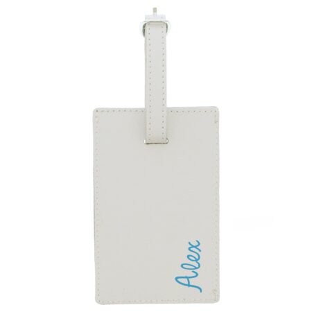 Personalised Blue Name Cream Luggage Tag: 2 - Luggage Tags By Gift Moments