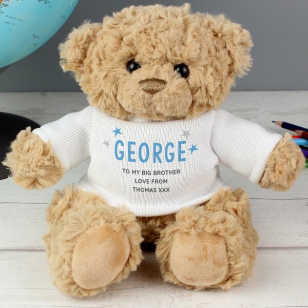 Personalised Blue Name & Message Teddy Bear: 2 - Teddy Bears & Soft Toys By Gift Moments