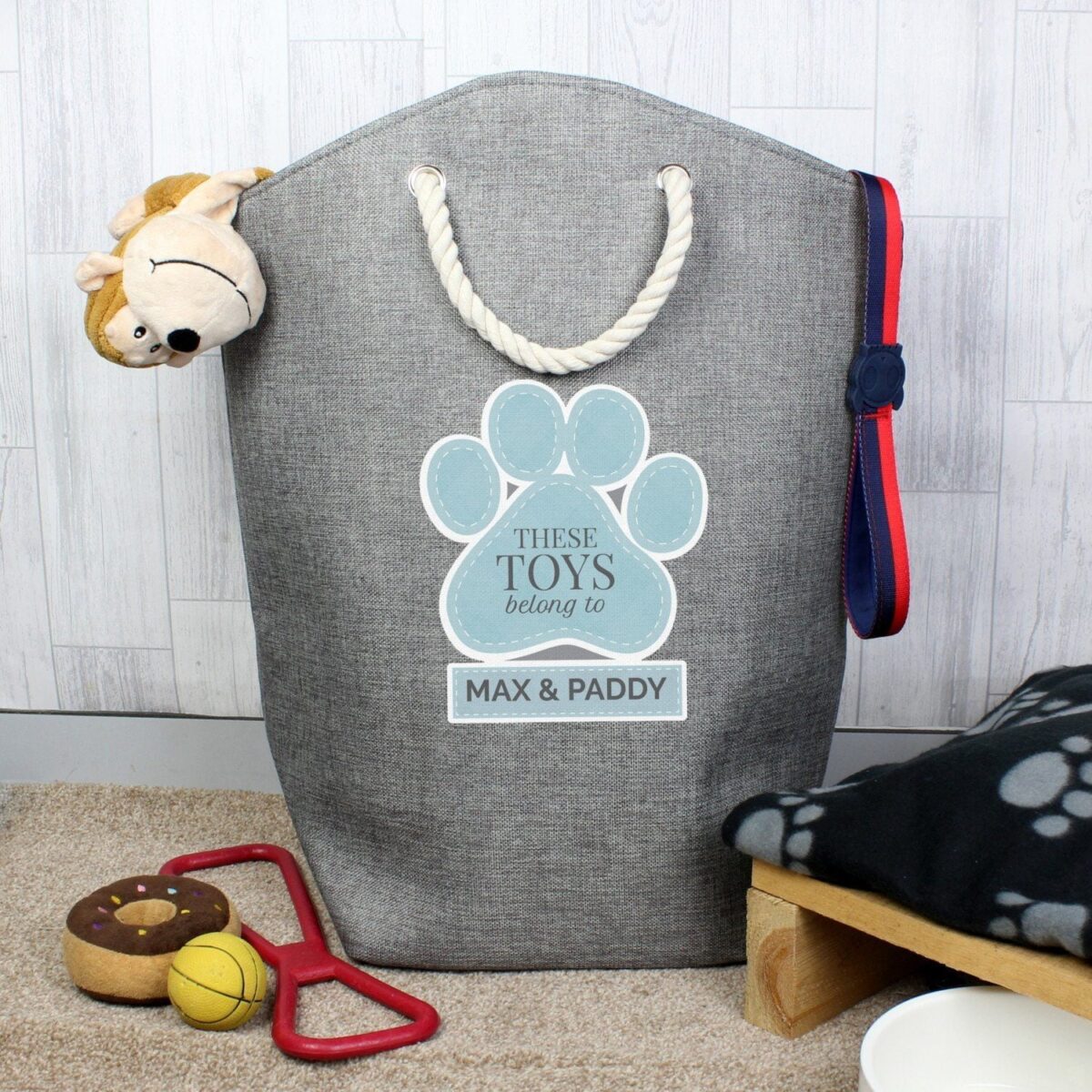 Personalised Blue Paw Print Storage Bag: 2 - Storage By Gift Moments