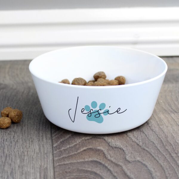 Personalised Blue Pawprint Plastic Cat Bowl: 2 - Pet Products By Gift Moments
