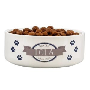 Personalised Blue Paws 14cm Medium White Pet Bowl: 3 - Pet Products By Gift Moments