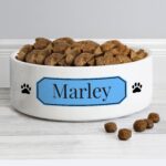 Personalised Blue Plaque 14cm Medium Pet Bowl: 1 - Pet Products By Gift Moments