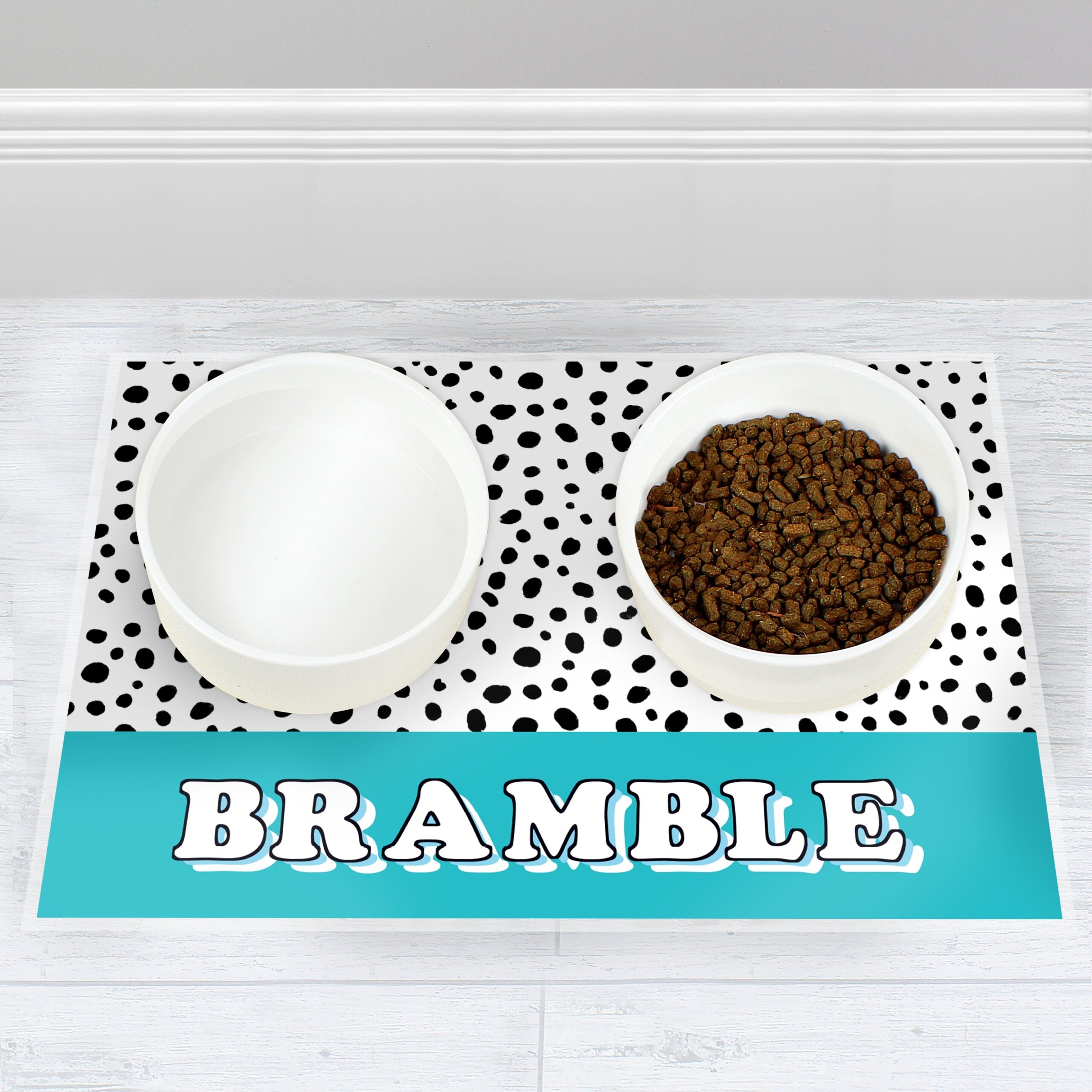 Personalised Blue Spots Dog Pet Bowl Mat: 1 - Pet Products By Gift Moments