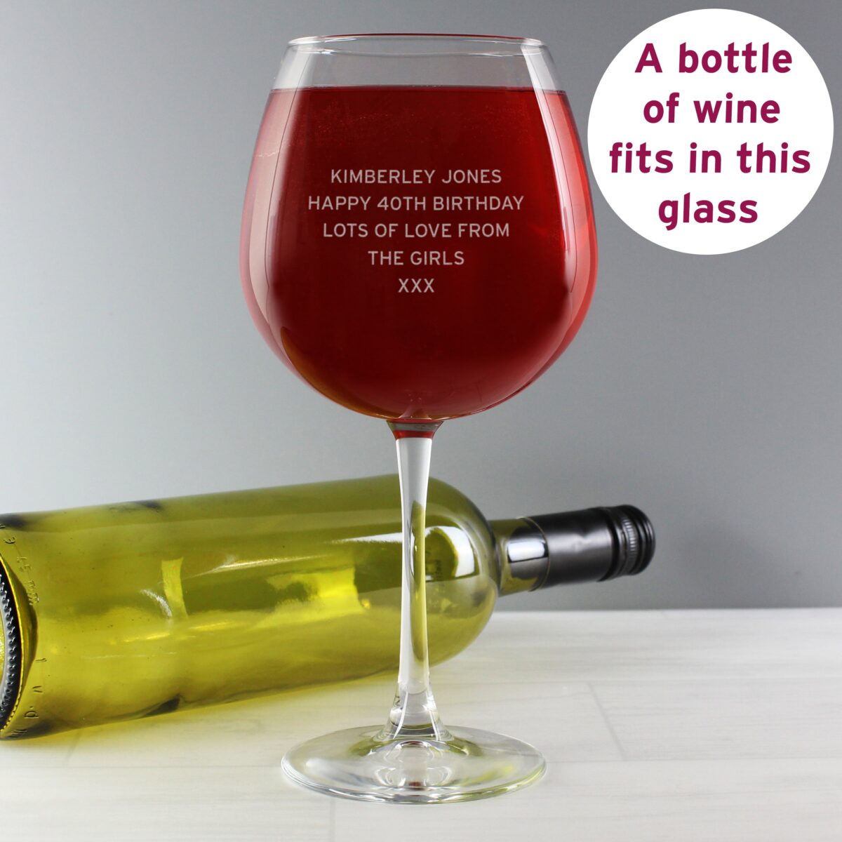 Personalised Bold Statement Bottle of Wine Glass: 4 - Wine Glasses By Gift Moments