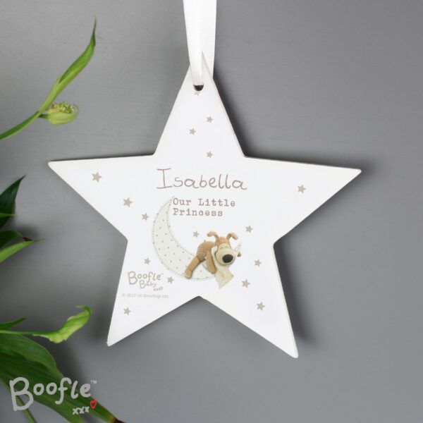Personalised Boofle Baby Wooden Star Decoration: 2 - Decorations By Boofle