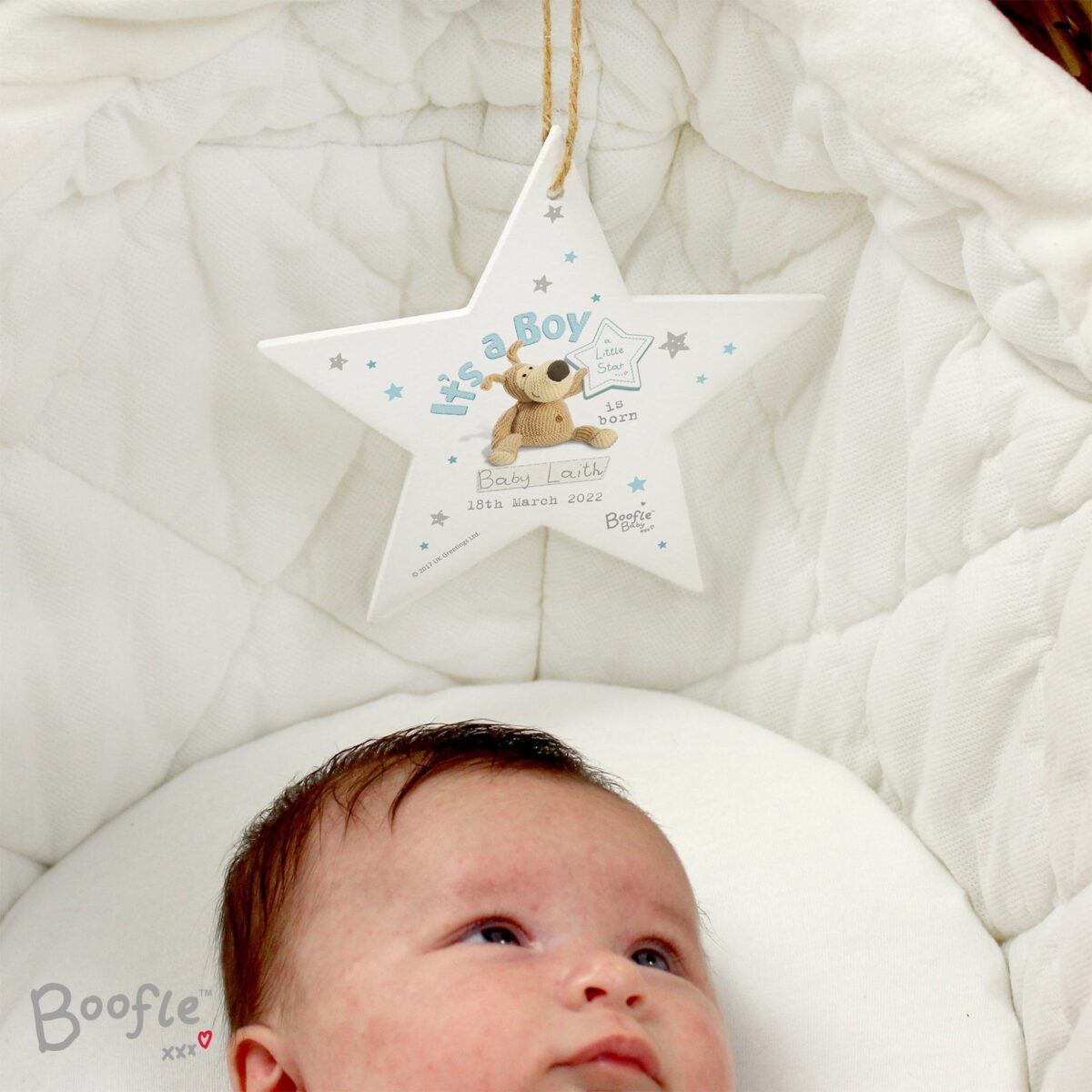 Personalised Boofle Its a Boy Wooden Star Decoration: 3 - Decorations By Boofle