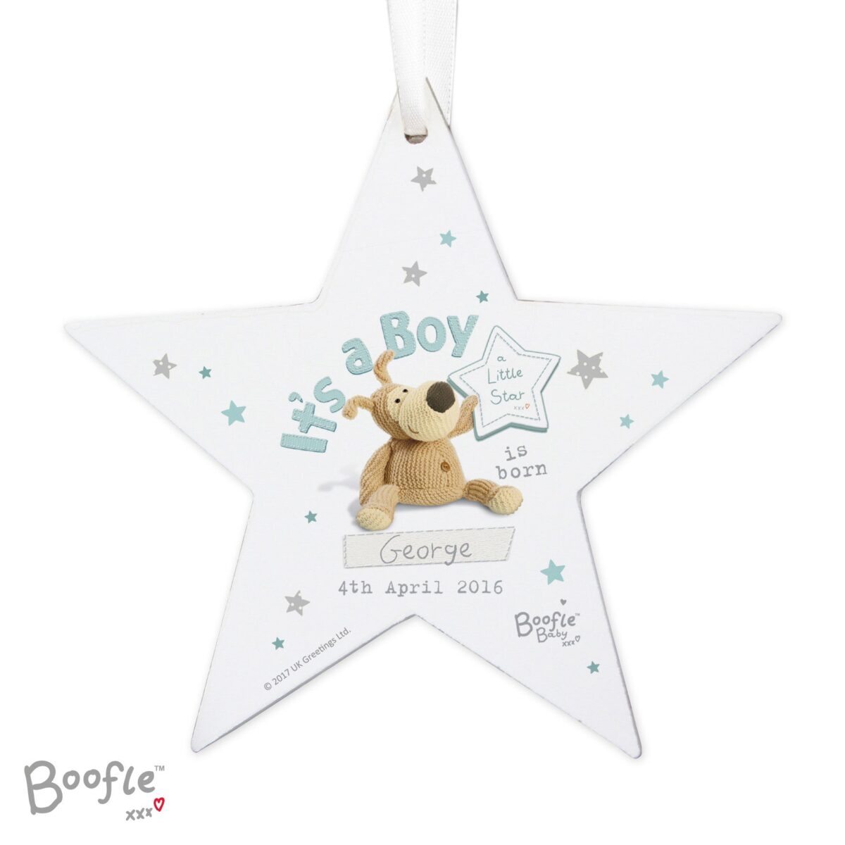 Personalised Boofle Its a Boy Wooden Star Decoration: 5 - Decorations By Boofle