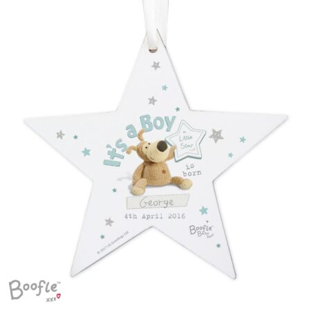 Personalised Boofle Its a Boy Wooden Star Decoration: 5 - Decorations By Boofle
