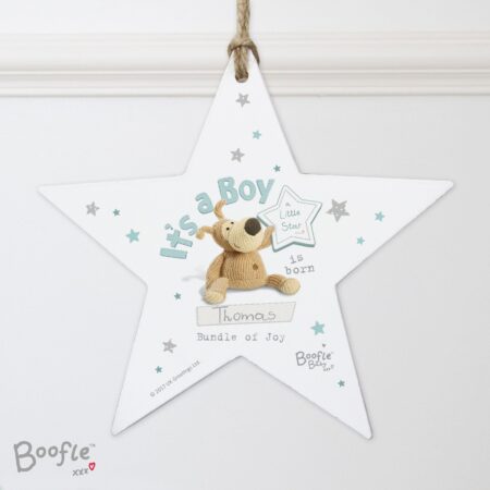 Personalised Boofle Its a Boy Wooden Star Decoration: 4 - Decorations By Boofle