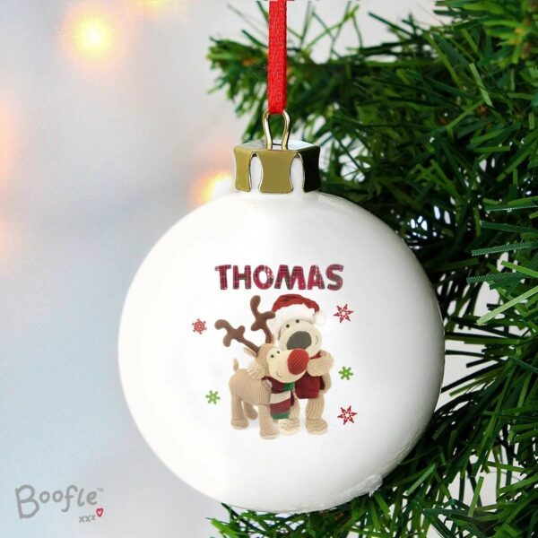 Personalised Boofle Christmas Reindeer Bauble: 1 - Christmas Baubles By Boofle