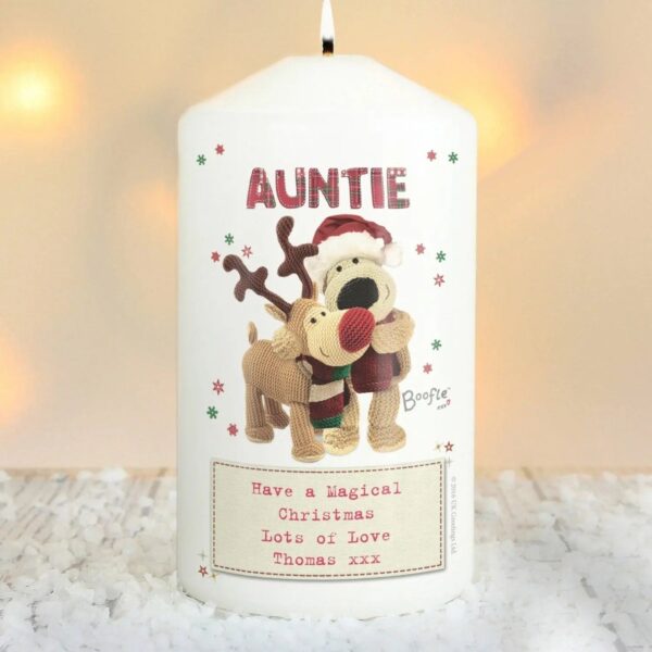 Personalised Boofle Christmas Reindeer Pillar Candle: 1 - Candles By Boofle
