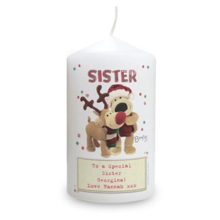 Personalised Boofle Christmas Reindeer Pillar Candle: 3 - Candles By Boofle