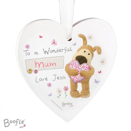 Personalised Boofle Flowers Wooden Heart Decoration: 5 - Decorations By Boofle