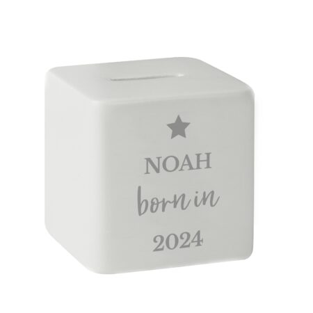 Personalised Born in Money Box: 4 - Money Boxes By Gift Moments