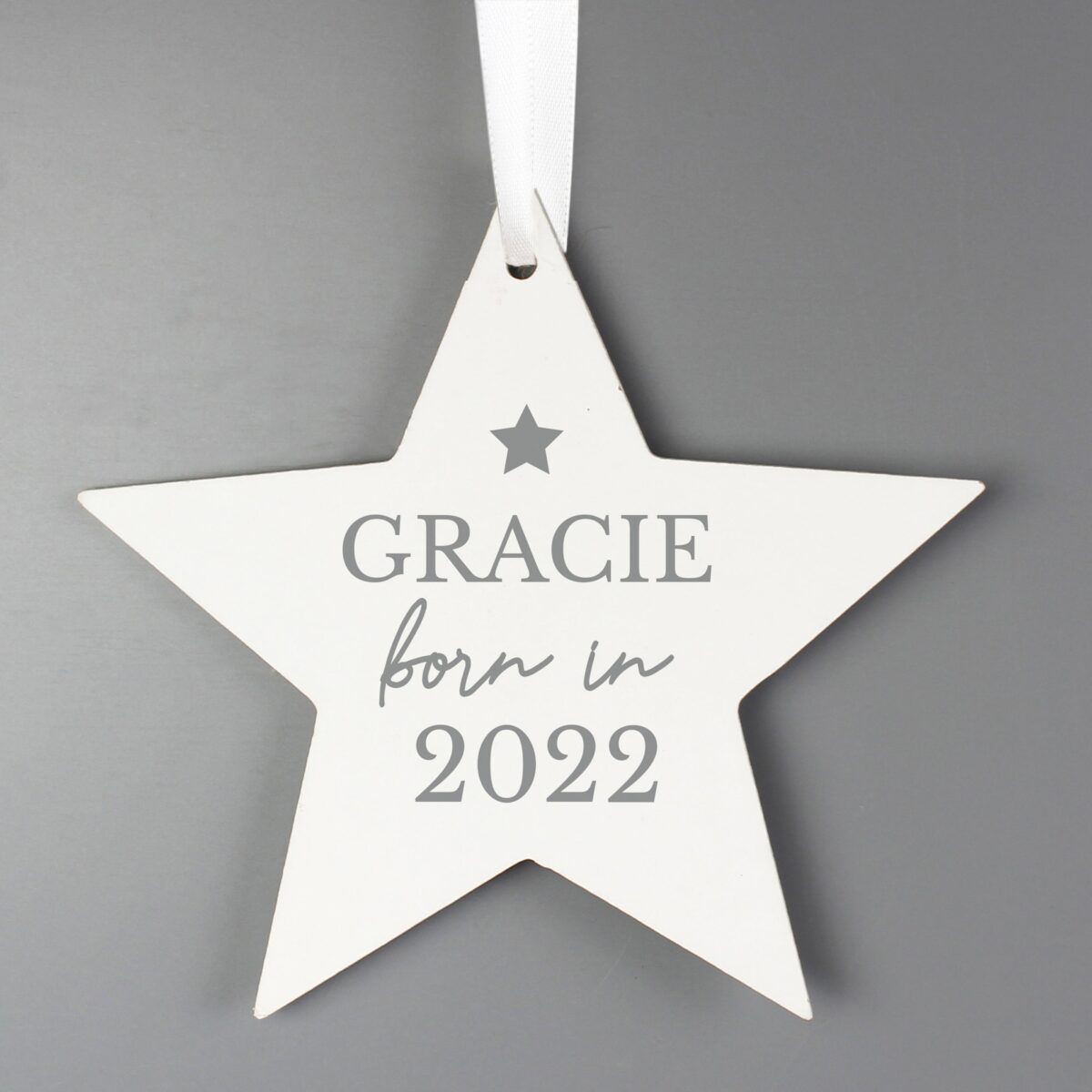 Personalised Born In Wooden Star Decoration: 1 - Decorations By Gift Moments