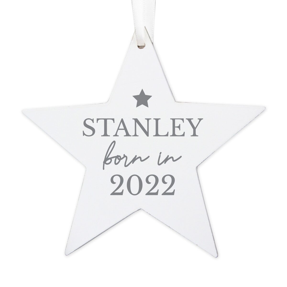 Personalised Born In Wooden Star Decoration: 4 - Decorations By Gift Moments