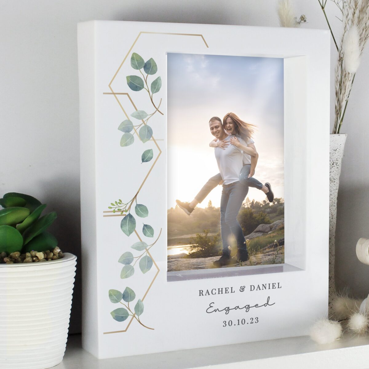 Personalised Botanical 6x4 Box Photo Frame: 4 - Photo Frames By Gift Moments