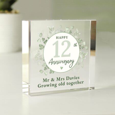 Personalised Botanical Anniversary Crystal Token: 1 - Crystal Tokens By Gift Moments