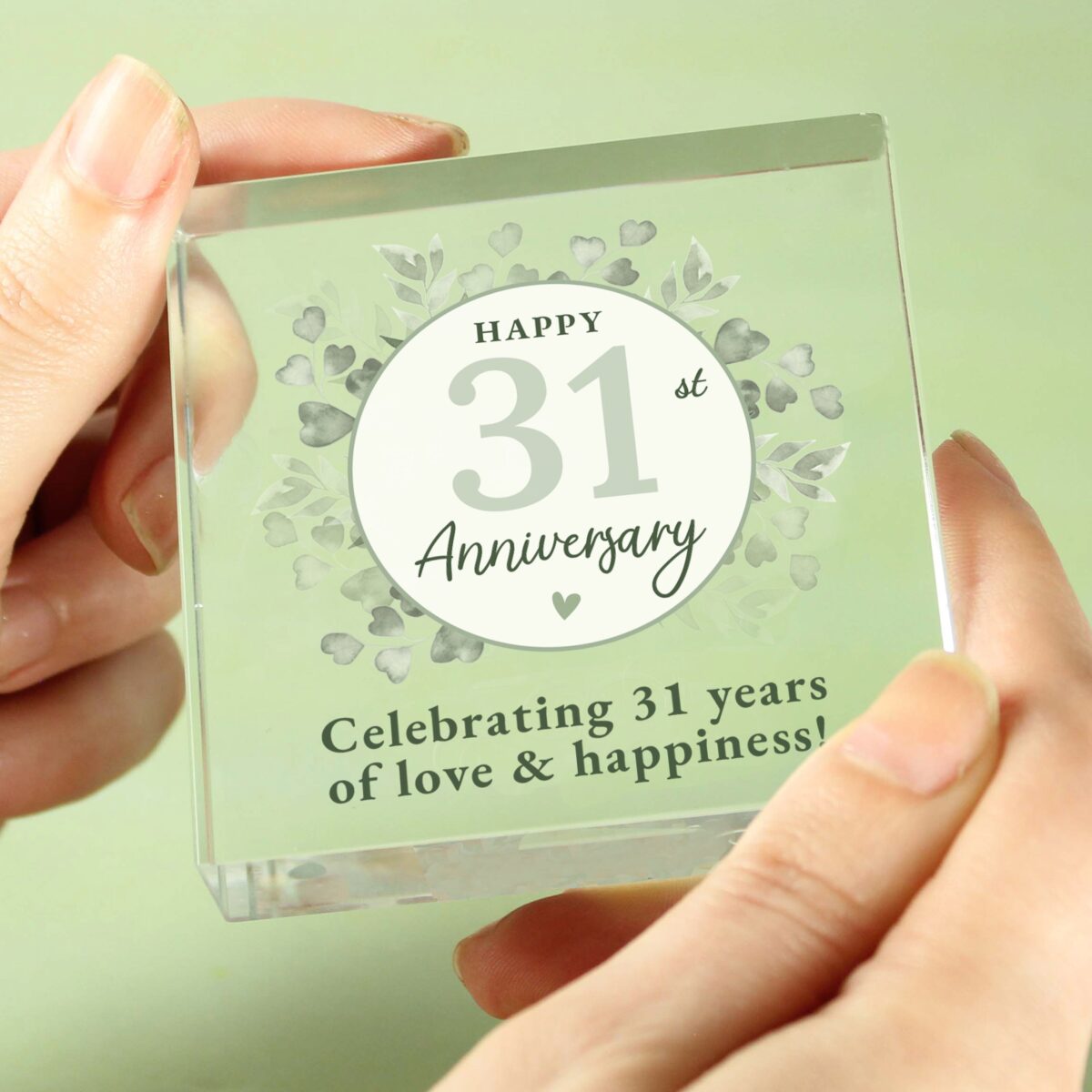 Personalised Botanical Anniversary Crystal Token: 2 - Crystal Tokens By Gift Moments