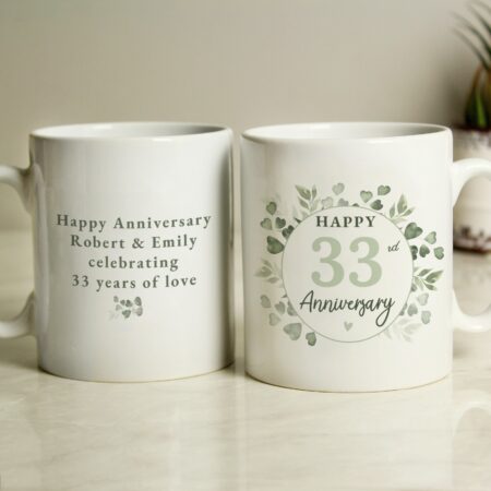 Personalised Botanical Anniversary Mug: 3 - Mugs By Gift Moments