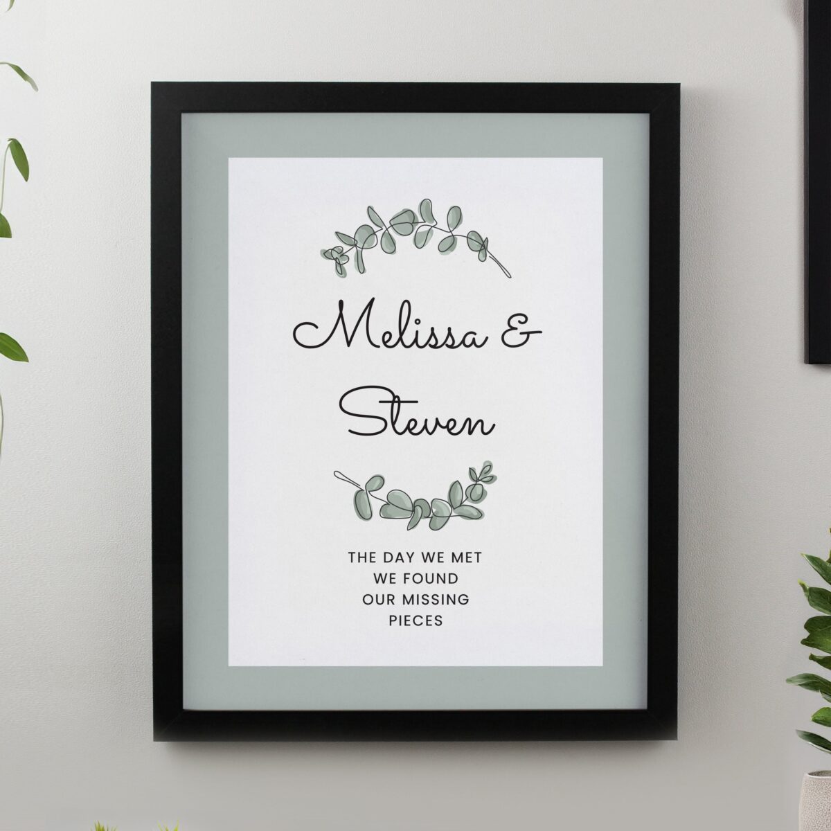 Personalised Botanical Framed Prints: 2 - Black - Framed Prints By Gift Moments