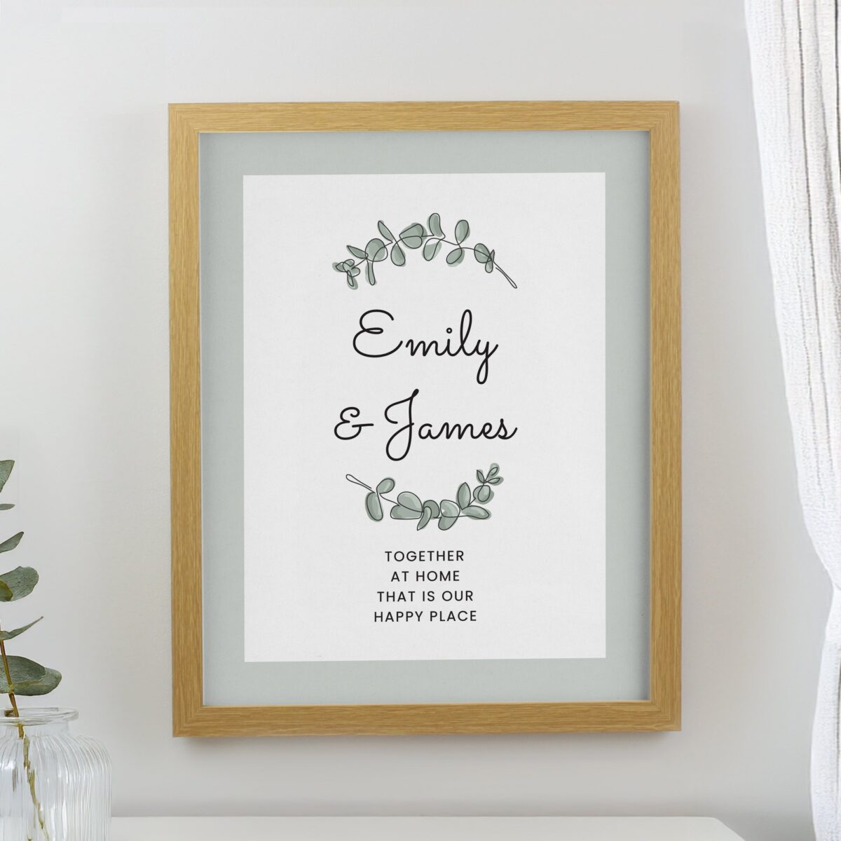 Personalised Botanical Framed Prints: 1 - Oak - Framed Prints By Gift Moments