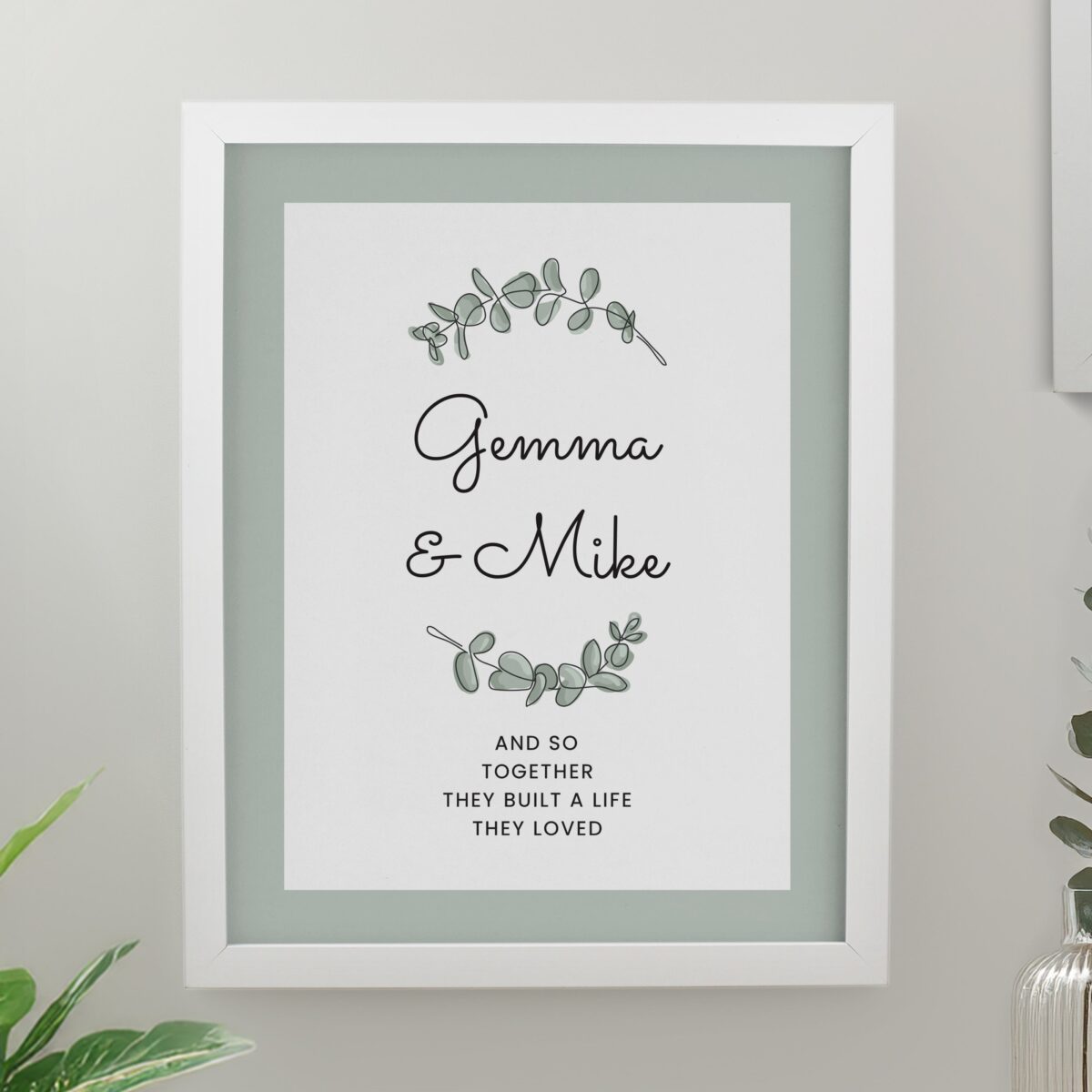 Personalised Botanical Framed Prints: 3 - White - Framed Prints By Gift Moments