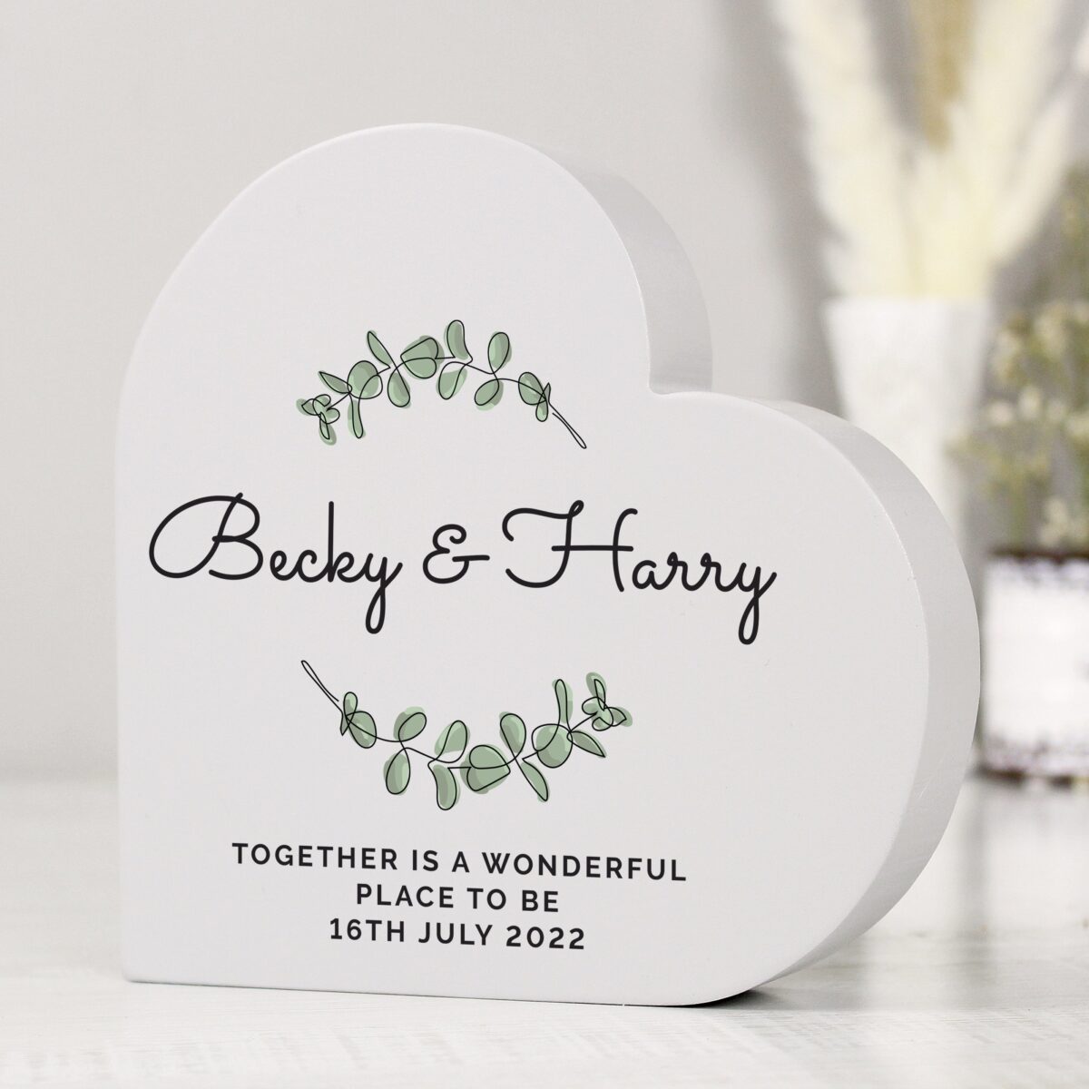 Personalised Botanical Free Standing Heart Ornament: 1 - Ornaments By Gift Moments