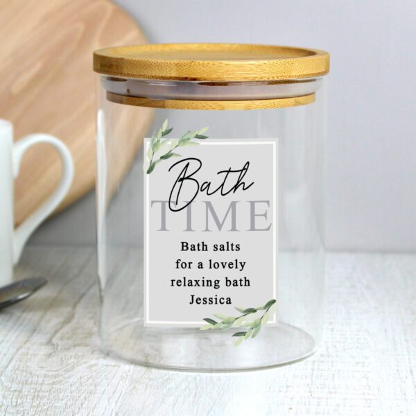 Personalised Botanical Glass Jar with Bamboo Lid: 2 - Storage By Gift Moments
