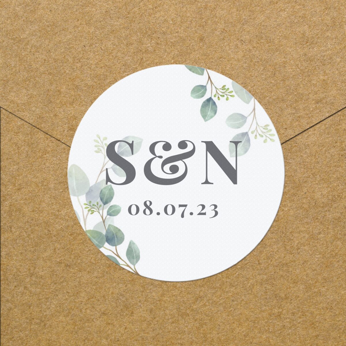 Personalised botanical initial sticker set