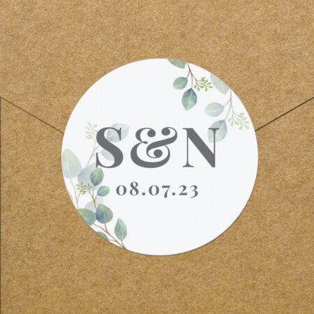Personalised botanical initial sticker set
