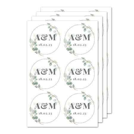 Personalised botanical initial sticker set