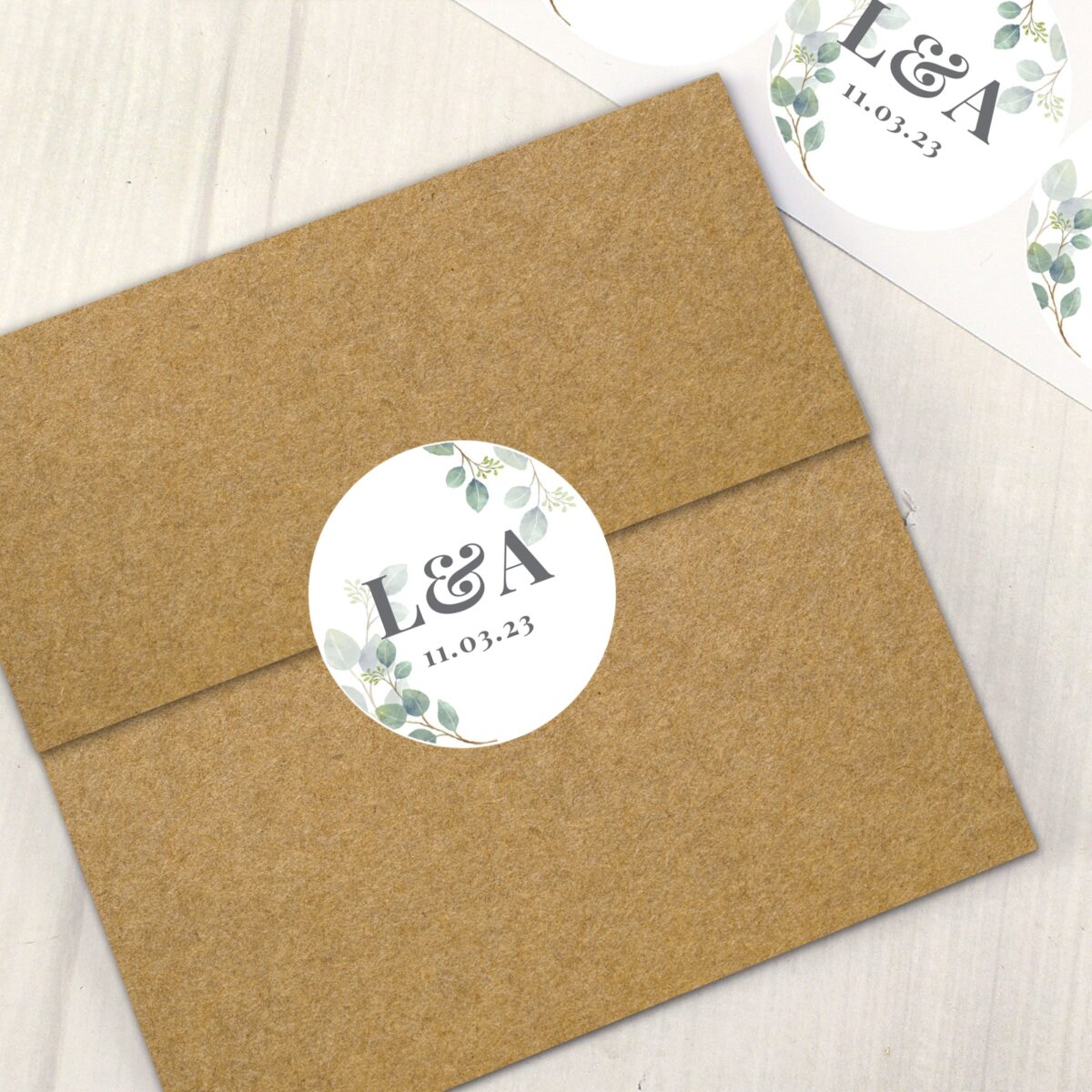 Personalised botanical initial sticker set
