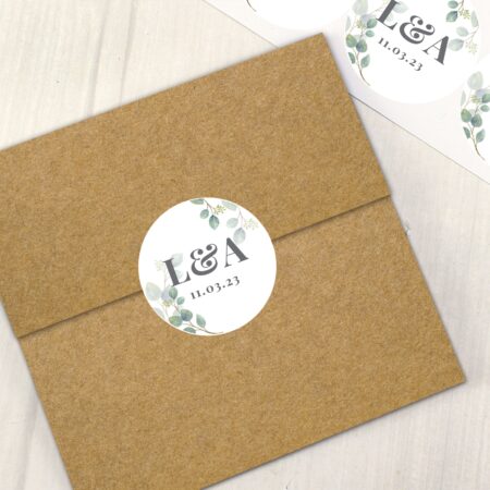 Personalised botanical initial sticker set