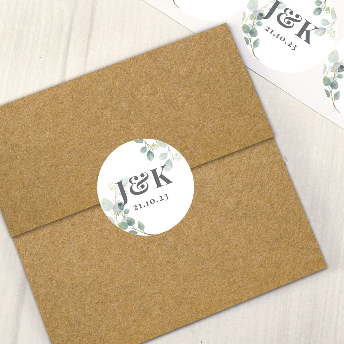 Personalised botanical initial sticker set
