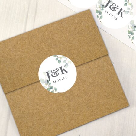 Personalised botanical initial sticker set