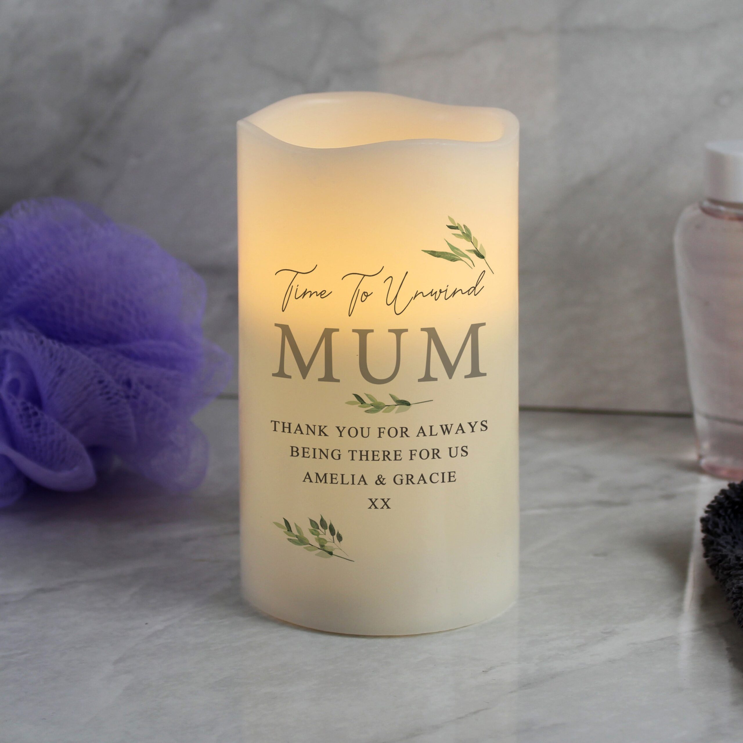 Personalised Botanical LED Candle: 1 - LED Lighting By Gift Moments