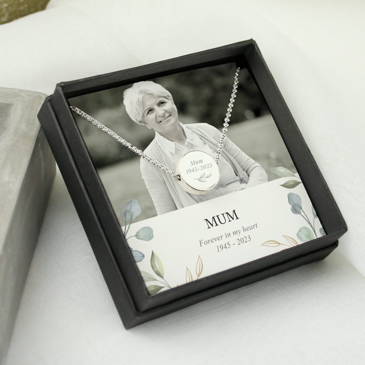 Personalised Botanical Memorial Photo Upload Necklace and Box: 3 - Necklaces By Gift Moments