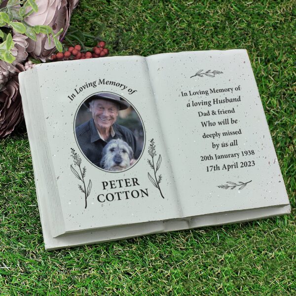 Personalised Botanical Memorial Photo Upload Resin Book: 1 - Memorials By Gift Moments