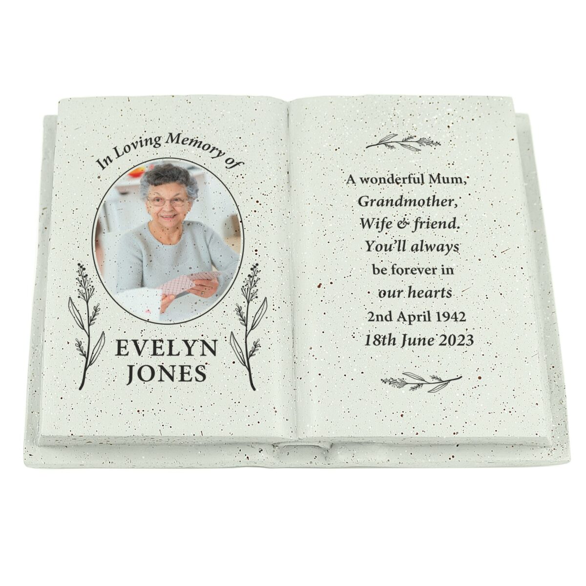 Personalised Botanical Memorial Photo Upload Resin Book: 5 - Memorials By Gift Moments
