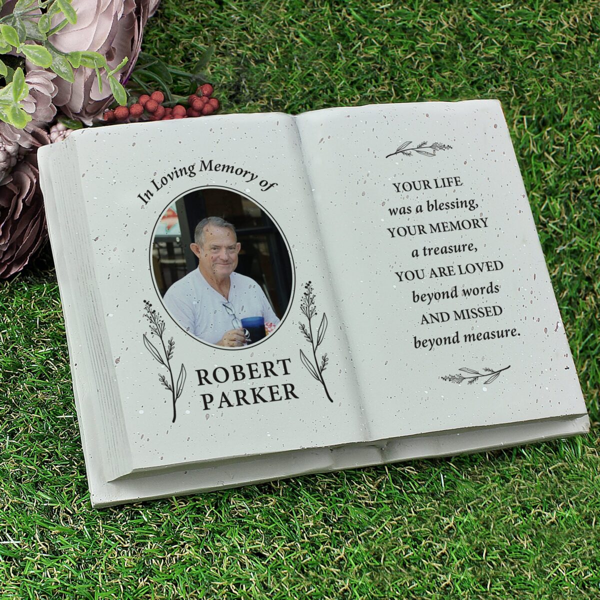 Personalised Botanical Memorial Photo Upload Resin Book: 3 - Memorials By Gift Moments