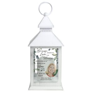 Personalised Botanical Memorial Photo Upload White Lantern: 4 - LED Lighting By Gift Moments